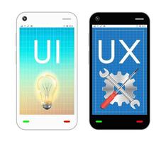 Smartphone mit UI- und UX-Design auf dem Bildschirm vektor