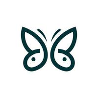 Schmetterling zwei Hase Kopf Linie einfach Logo vektor