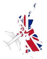 Flugzeug Flugreise nach England Flagge Karte