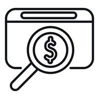 online Geld Suche Symbol Gliederung Vektor. Bank Finanzen vektor