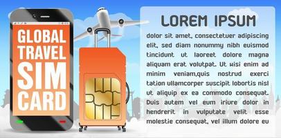 smarttelefon och global rese-SIM-bagage väska vektor