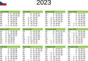 år 2023 kalender i tjeck med tjeck republik högtider vektor