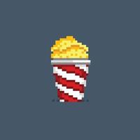 en popcorn i pixel konst stil vektor