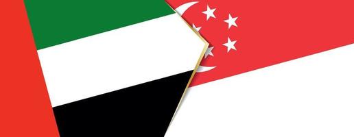 vereinigt arabisch Emirate und Singapur Flaggen, zwei Vektor Flaggen.
