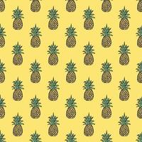 sömlös ananas mönster. klotter vektor med ananas. årgång ananas mönster