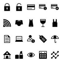 glyf ikoner för handla och e-handel. vektor