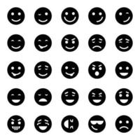 glyf ikoner för smiley ansikte. vektor