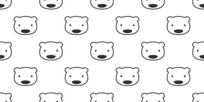Björn sömlös mönster polär Björn teddy huvud isolerat vektor tapet bakgrund vit