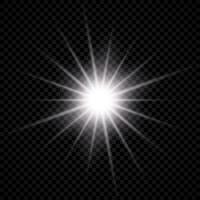 ljus effekt av lins blossa. vit lysande ljus exploderar med starburst effekter och pärlar vektor