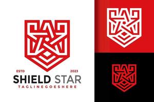 Schild Star Schloss Logo Vektor Symbol Illustration