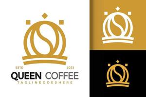 drottning kaffe logotyp vektor ikon illustration