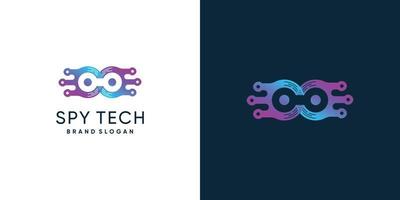 Spion Technik Logo Design Idee mit modern Stil Konzept vektor