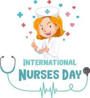 glad internationell sjuksköterskadagsstilsort med sjuksköterskatecknad karaktär vektor