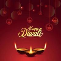 Happy Diwali das Festival der Lichtfeier Grußkarte mit kreativen Diwali Diya vektor