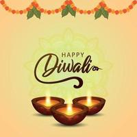 Happy Diwali das Festival der Lichtfeier Grußkarte mit kreativen Diwali Diya vektor