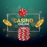 Casino-Glücksspiel mit goldenem Text und Spielkarten und Casino-Slot vektor