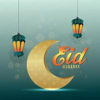 glückliche diwali islamische Festivalgrußkarte mit goldener arabischer Laterne und Mond vektor