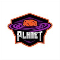 Felsen Planet Maskottchen Logo Vorlage Prämie vektor