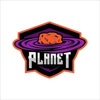 sten planet maskot logotyp mall premie vektor