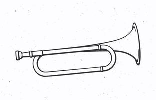 Hand gezeichnet Gekritzel von klassisch Musik- Wind Instrument Horn vektor