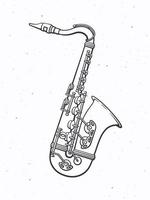 hand dragen klotter av klassisk musik vind instrument saxofon vektor