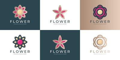 Blume Logo Symbol einstellen Vektor Design. elegant Prämie Ornament Vektor Logo Symbol