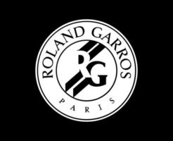 roland garros turnering logotyp symbol vit franska öppen tennis mästare design vektor abstrakt illustration med svart bakgrund