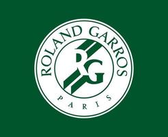 Roland Garros Turnier Logo Symbol Weiß Französisch öffnen Tennis Champion Design Vektor abstrakt Illustration mit Grün Hintergrund