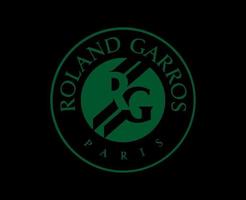 Roland Garros Tennis Symbol Grün Französisch öffnen Turnier Logo Champion Design Vektor abstrakt Illustration mit schwarz Hintergrund