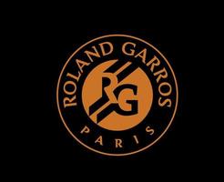 Roland Garros Turnier Tennis Symbol Orange Französisch öffnen Logo Champion Design Vektor abstrakt Illustration mit schwarz Hintergrund
