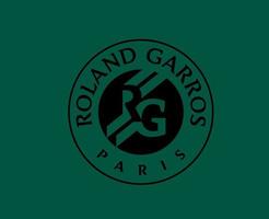 Roland Garros Turnier Tennis Symbol schwarz Französisch öffnen Logo Champion Design Vektor abstrakt Illustration mit Grün Hintergrund