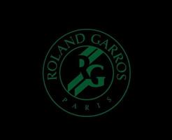 roland garros turnering logotyp grön franska öppen tennis mästare symbol design vektor abstrakt illustration med svart bakgrund