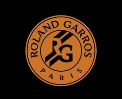 roland garros turnering symbol logotyp orange franska öppen tennis mästare design vektor abstrakt illustration med svart bakgrund