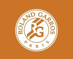 Roland Garros Turnier Symbol Logo Weiß Französisch öffnen Tennis Champion Design Vektor abstrakt Illustration mit Orange Hintergrund