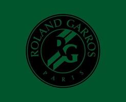 Roland Garros Turnier Logo Symbol schwarz Französisch öffnen Tennis Champion Design Vektor abstrakt Illustration mit Grün Hintergrund