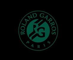 Roland Garros Turnier Tennis Symbol Grün Französisch öffnen Logo Champion Design Vektor abstrakt Illustration mit schwarz Hintergrund