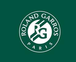 Roland Garros Turnier Tennis Symbol Weiß Französisch öffnen Logo Champion Design Vektor abstrakt Illustration mit Grün Hintergrund
