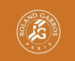 Roland Garros Turnier Symbol Weiß Französisch öffnen Tennis Logo Champion Design Vektor abstrakt Illustration mit Orange Hintergrund