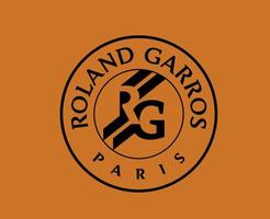 Roland Garros Turnier Symbol schwarz Französisch öffnen Tennis Logo Champion Design Vektor abstrakt Illustration mit Orange Hintergrund