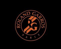 roland garros turnering logotyp orange franska öppen tennis mästare symbol design vektor abstrakt illustration med svart bakgrund