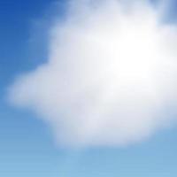 natürlich Hintergrund mit Wolken und Sonne auf Blau Himmel. realistisch Wolke auf Blau Hintergrund. Vektor Illustration