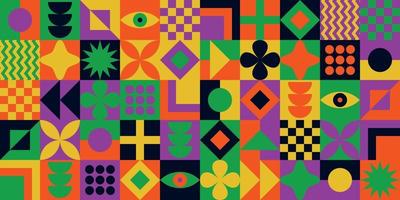 modern minimalistisk mitten århundrade neo-memphis bauhaus stil mönster i vibrerande färger samtida redigerbar sömlös mönster neo geo abstrakt geometrisk vektor illustration
