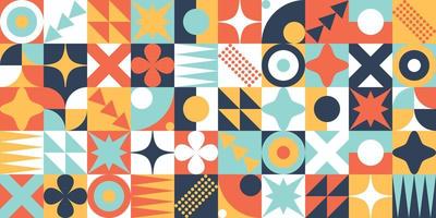 Mitte Jahrhundert skandinavisch beschwingt Farben Neo geometrisch Bauhaus Stil Memphis zeitgenössisch editierbar nahtlos Muster Neo geo abstrakt geometrisch Vektor Illustration