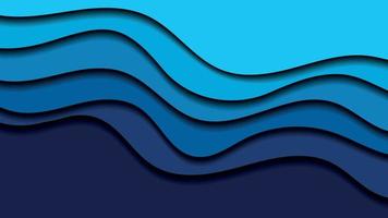 wellig Überlappung 3d Papier schnitzen Schnitt aus Stil Formen Design Layout abstrakt Hintergrund im aqua Ozean Blau Farbe realistisch Linderung Carving Kunst vektor