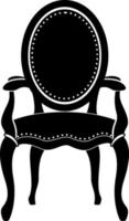 svart silhuett av en årgång stol vektor