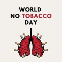 en affisch för värld Nej tobak dag med en hjärta och en hjärta på Det. vektor