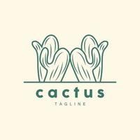 kaktus logotyp, enkel linje kaktus design, grön växt vektor, ikon, symbol, illustration vektor