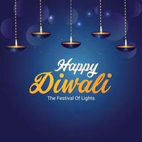 glückliche diwali feiereinladungsgrußkarte des indischen festivals mit kreativem diwali diya vektor