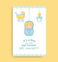 baby shower-kort med härliga element. vektor
