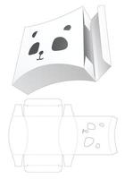 gebogene Box mit Panda Gesicht geformte Fenster gestanzte Vorlage vektor